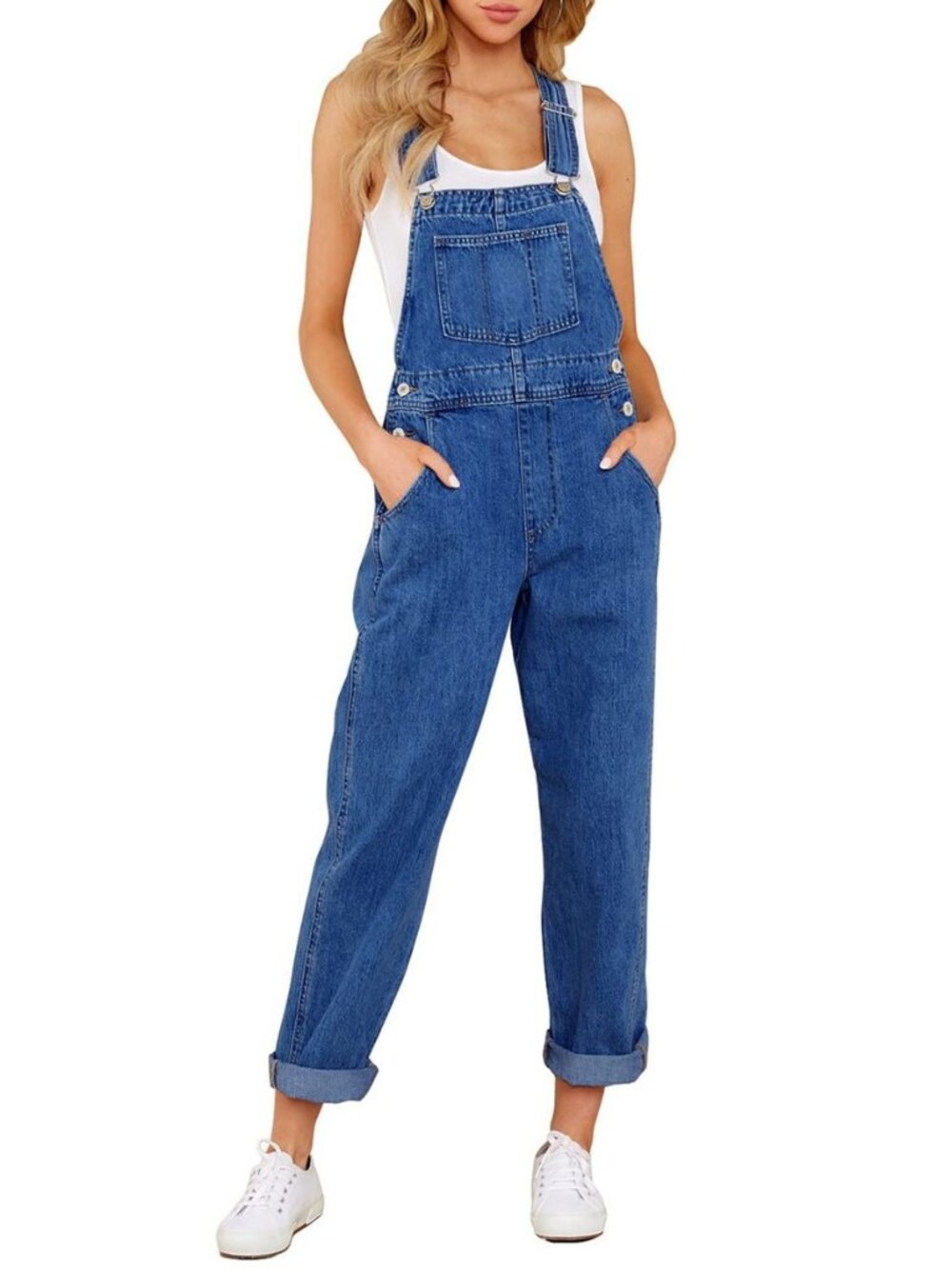 Women's Casual Stretch Adjustable Denim Bib Overalls Jeans Pants Jumpsuits